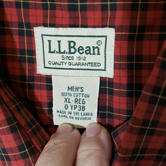 L.L. Bean Men's Red Plaid Button Down Shirt - Picture 2 of 5